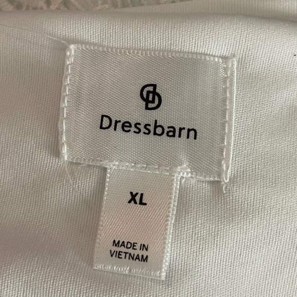 Dress Barn white circle lace blouse size XL spandex quarter bell ruffle sleeves - Picture 11 of 12